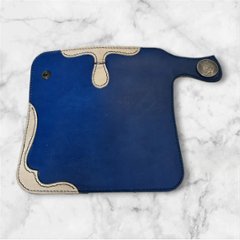 本革 長財布 メンズ レディース ヌメ革 バングラディシュ イタリアンレザー ライダースウォレットネイビー 染色 バイカーズウォレット コンチョ付き ハンドメイド レザー財布 プレゼント ギフト画像