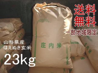 今月おすすめ米SALE！6年度山形県産はえぬき【玄米】23kg（23kg×1袋）一等米 送料無料 但し北海道・関西・中国・四国・九州は送料800円加算 沖縄県は送料3400円加算の画像