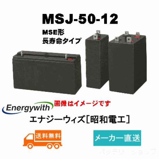 MSJ-50-12【エナジーウィズ】長寿命タイプ制御弁式据置鉛蓄電池（バッテリー） 12V 50Ah画像