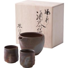 ギフト好適品 備前焼　山天窯　棧切り　酒器揃 S‐69の画像