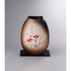 ギフト好適品 信楽焼　手描き華絵　花瓶 sha-233の画像