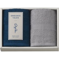 ギフト好適品 ＯＲＧＡＮＩＣ　ＴＡＬＥＳ　オーガニックコットン使用　フェイスタオル２枚セット ブルー ALE2320の画像