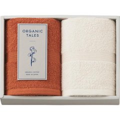 ギフト好適品 ＯＲＧＡＮＩＣ　ＴＡＬＥＳ　オーガニックコットン使用　フェイスタオル２枚セット オレンジ ALE2320の画像