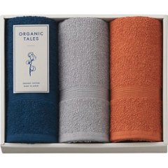 ギフト好適品 ＯＲＧＡＮＩＣ　ＴＡＬＥＳ　オーガニックコットン使用　フェイスタオル３枚セット オレンジ ALE2330の画像