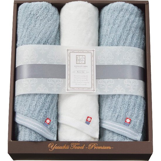 極ふわ　やさしいたおる　ベーシックライン　フェイスタオル３枚セット ライトブルー YTPB-24450画像