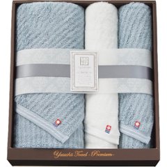 極ふわ　やさしいたおる　ベーシックライン　ロングバス・フェイスタオルセット ライトブルー YTPB-24800の画像