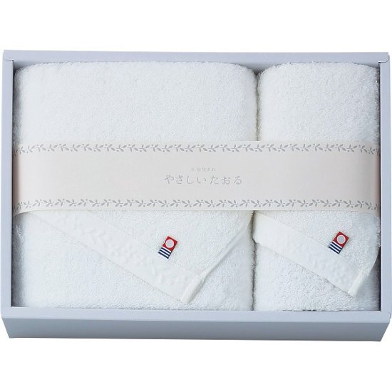 やさしいたおる　バス・フェイスタオルセット ホワイト YT-24400画像