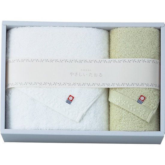 やさしいたおる　バス・フェイスタオルセット グリーン YT-24400画像