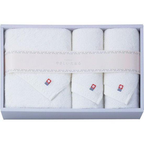 やさしいたおる　バス・フェイスタオルセット ホワイト YT-24500画像