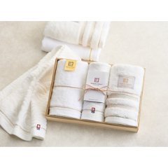 今治謹製　白織×至福×ご褒美タオル　フェイスタオル３枚セット（木箱入） ホワイト SISET500画像