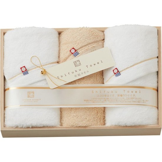 今治謹製　至福タオル　フェイス・ウォッシュタオルセット（木箱入） SH55040画像