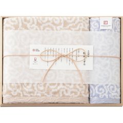 今治謹製　紋織タオル　バス・ウォッシュタオルセット（木箱入） ブルー 1561557の画像