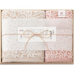 今治謹製　紋織タオル　バス・フェイス・ウォッシュタオルセット（木箱入） ピンク IM7740の画像