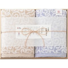 今治謹製　紋織タオル　バスタオル２枚セット（木箱入） ブルー 1561545の画像