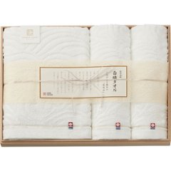 今治謹製　白織タオル　バス・フェイスタオルセット（木箱入） SR23050の画像