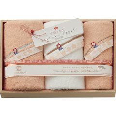 至福タオル梅染め　フェイス・ウォッシュタオルセット（木箱入） SH66040の画像