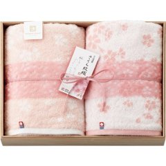 今治謹製　さくら紋織　桜染め　バスタオル２枚セット（木箱入） SM2270の画像