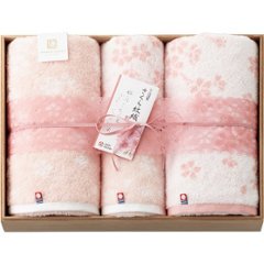 今治謹製　さくら紋織　桜染め　バス・フェイスタオルセット（木箱入） SM2210の画像