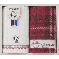 スヌーピーチェック　ウォッシュタオル２枚セット TT84203051の画像