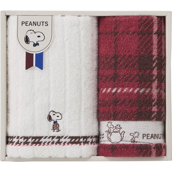 スヌーピーチェック　フェイス・ウォッシュタオルセット TT84253051画像