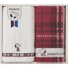 スヌーピーチェック　フェイスタオル２枚セット TT84303051の画像