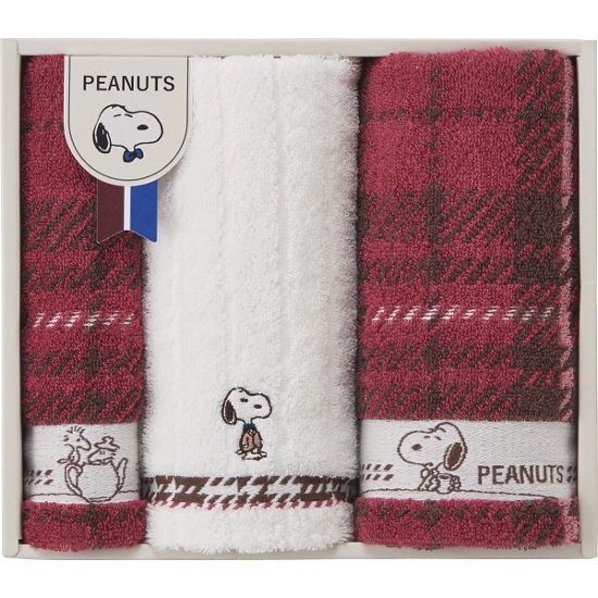 スヌーピーチェック　フェイス・ウォッシュタオルセット TT84403051画像