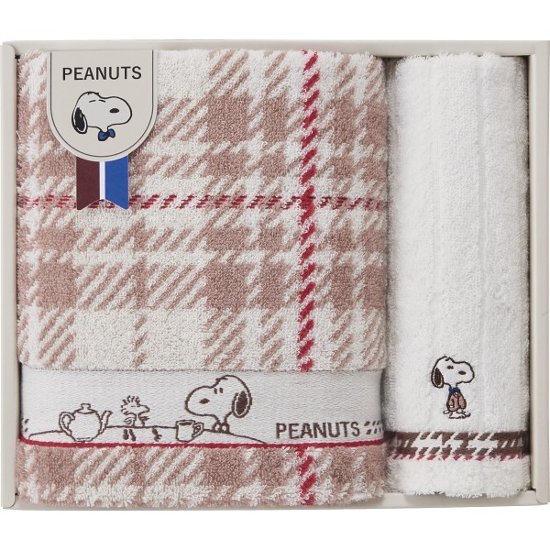 スヌーピーチェック　バス・フェイスタオルセット TT84503051画像