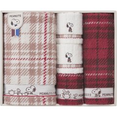スヌーピーチェック　バス・フェイス・ウォッシュタオルセット TT84803051の画像