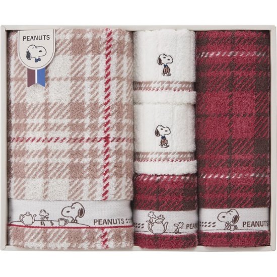 スヌーピーチェック　バス・フェイス・ウォッシュタオルセット TT84803051画像