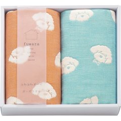 ふわら　６重織ガーゼハンカチ２枚セット ブルー FWR2008Bの画像