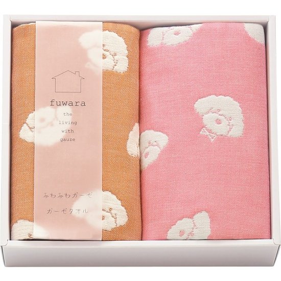 ふわら　６重織ガーゼハンカチ２枚セット ピンク FWR2008P画像