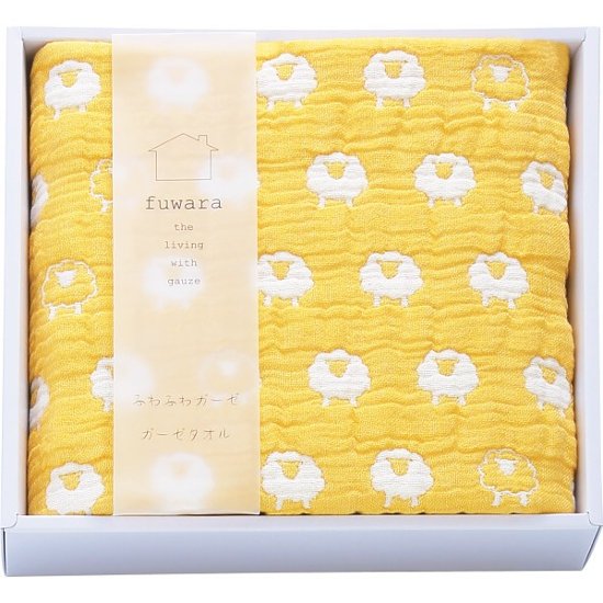 ふわら　６重織ガーゼフェイスタオル イエロー FWR2208Y画像