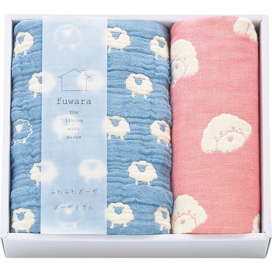 ふわら　６重織ガーゼフェイスタオル・ハンカチセット FWR3208 画像
