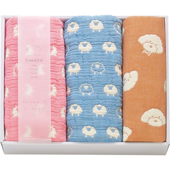 ふわら　６重織ガーゼフェイスタオル・ハンカチセット FWR5008画像