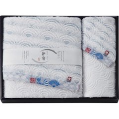 なごみね　バス・ウォッシュタオルセット ブルー 1570050の画像