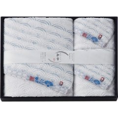 なごみね　バス・フェイス・ウォッシュタオルセット ブルー 1570041の画像