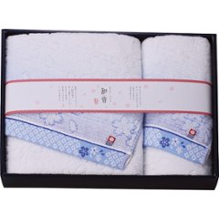 なごみね（桜）　バス・フェイスタオルセット ブルー 1711544の画像