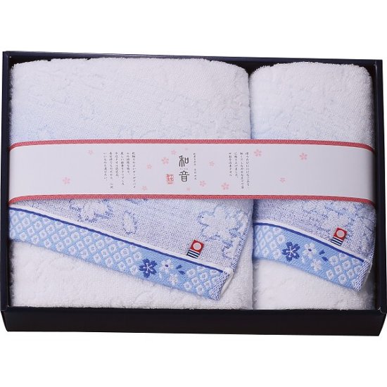 なごみね（桜）　バス・フェイスタオルセット ブルー 1711544画像