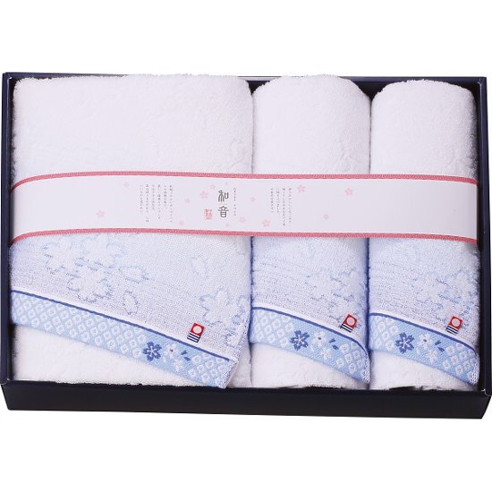 なごみね（桜）　バス・フェイスタオルセット ブルー 1711547画像