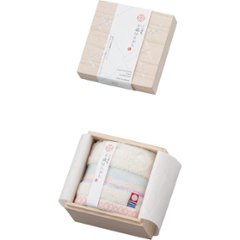 今治謹製　千歳はんかちタオルハンカチ（木箱入） アイボリー 1485331の画像