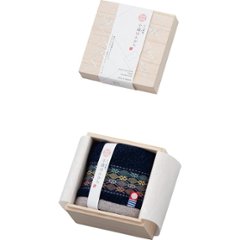 今治謹製　千歳はんかちタオルハンカチ（木箱入） ネイビー 1485332の画像