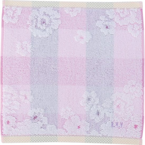 アーヴェーヴェー　婦人タオルハンカチ チェック×花ピンク AVT-524 PI画像