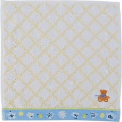 ロッティ　婦人タオルハンカチ チェック×くま刺繍イエロー RTT-64 YEの画像