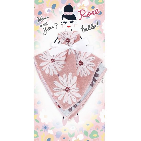 フローラルシスターズ　３重ガーゼハンカチ ローズ×白い花 PCFS-R904画像