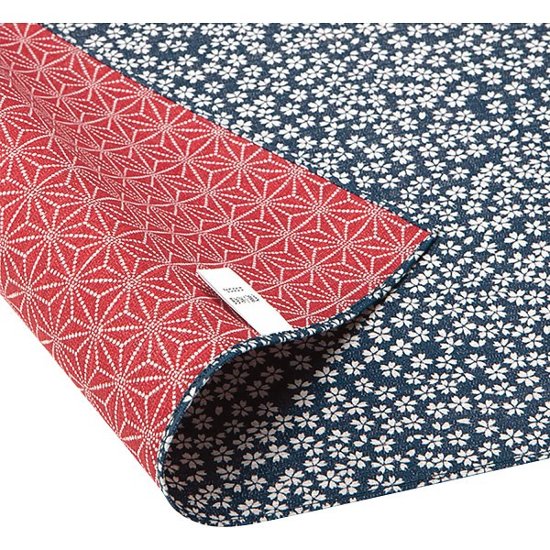 綿両面小紋ふろしき　大判 青／赤 052082A画像