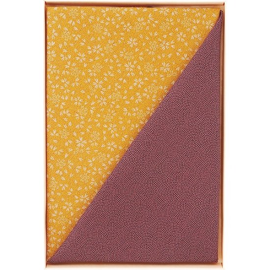 二巾一越織両面柄ふろしき 紫／金茶 サメ小紋／小桜 90-7画像