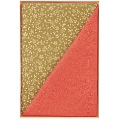 二巾一越織両面柄ふろしき 朱／利休 サメ小紋／小桜 90-8の画像