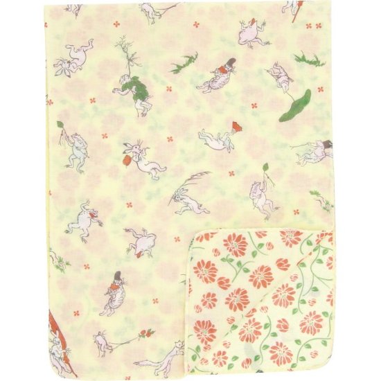 くろちく　両面ガーゼてぬぐい 戯画と蔓花 42412403画像