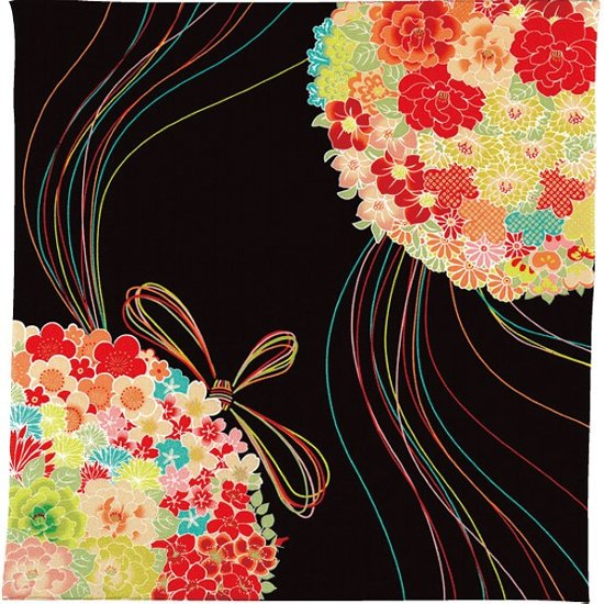 ちりめん風呂敷 薬玉黒 41103701画像