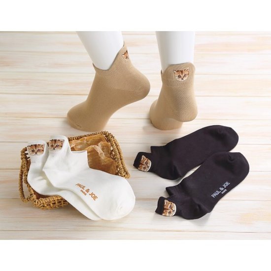 ポール＆ジョー　レディースアンクルソックス　かかと刺繍 ブラック 1782283画像